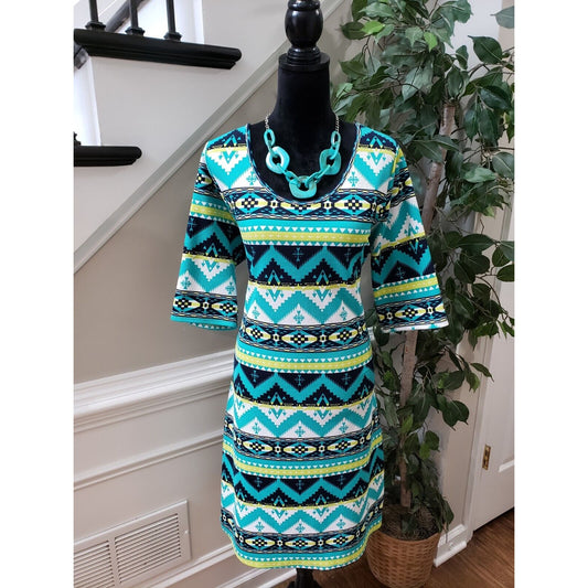 MadRag Women's Multicolor Polyester Round Neck Half Sleeve Knee Length Dress 2X
