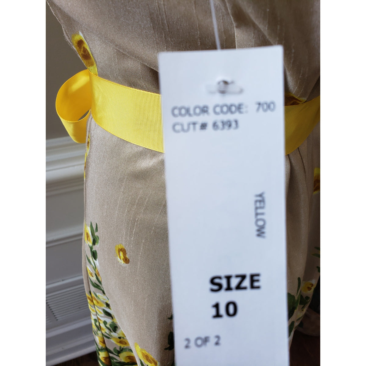 Annalee + Hope Shift Dress Womens 10 Yellow Floral Bow Waist Scoop Neck Back Zip