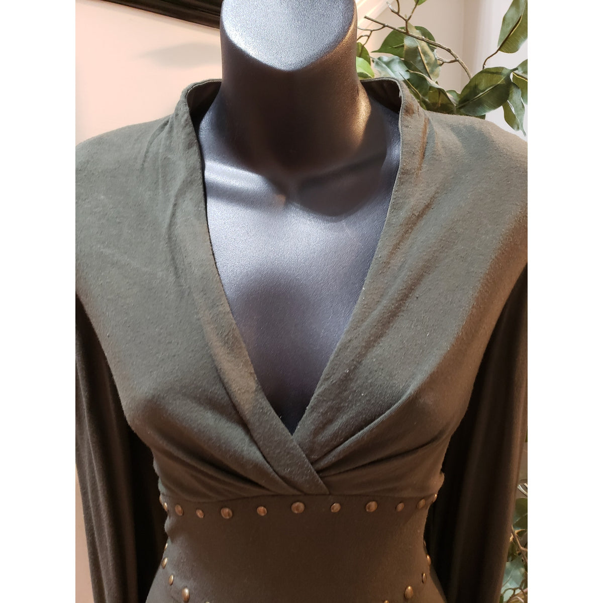 Jessica Howard Fit & Flare Dress Women's 6T Black Studded Waistband Back Zip