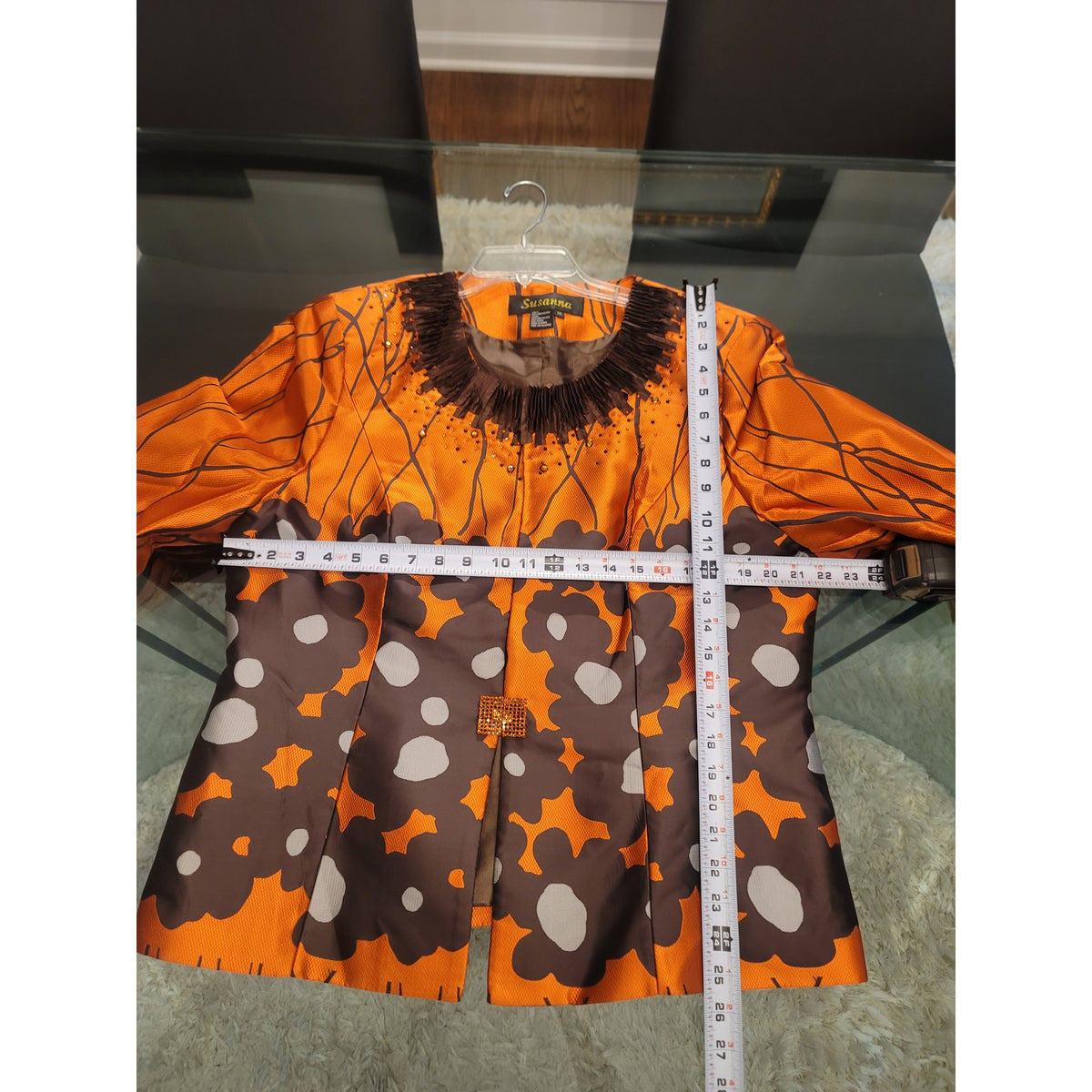 Susanna Statement Jacket Women SZ 18 Multicolor Geometric Rhinestone Fully Lined