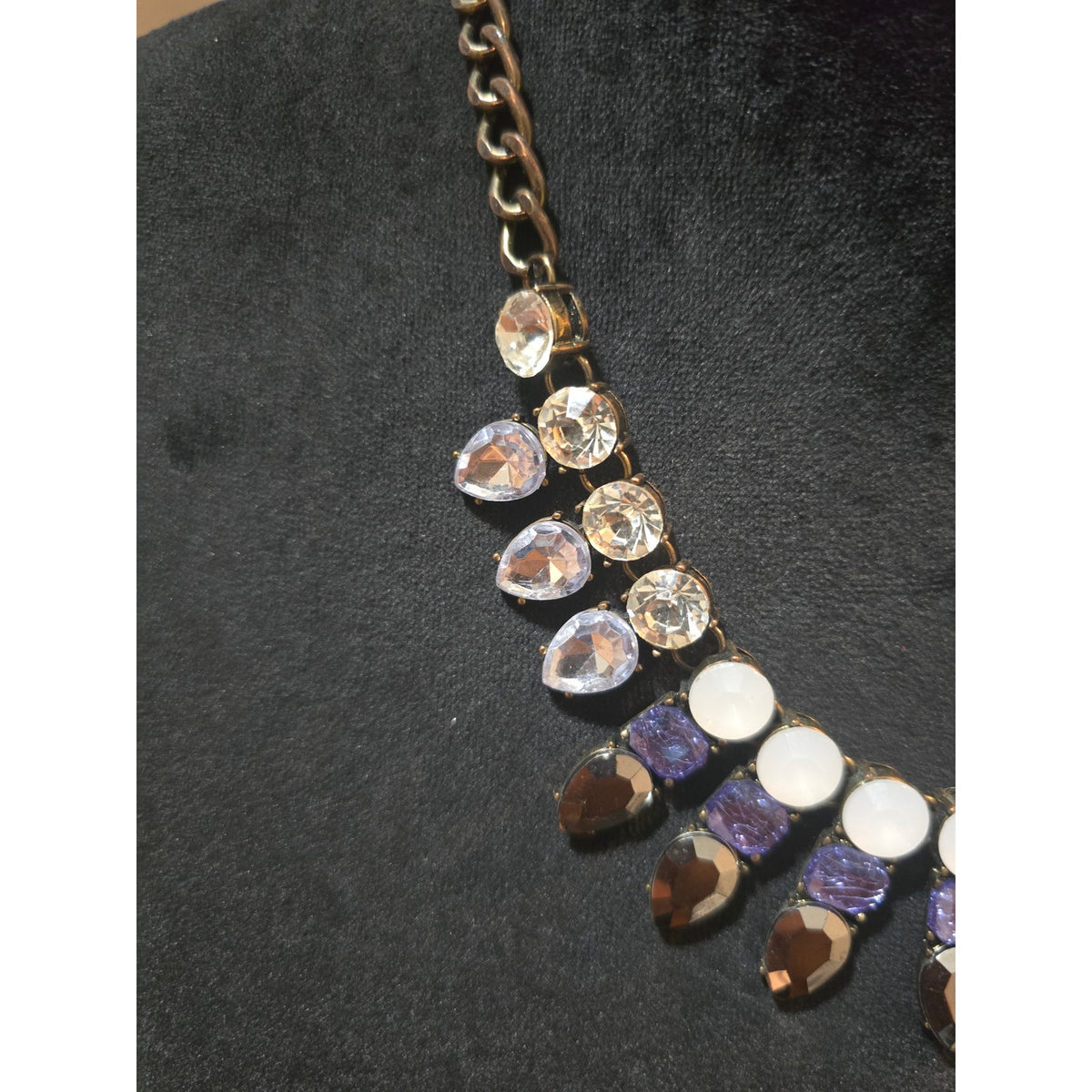 Women's Silver Tone Rhinestone Drop Pendant Chain Necklace with Lobster Clasp