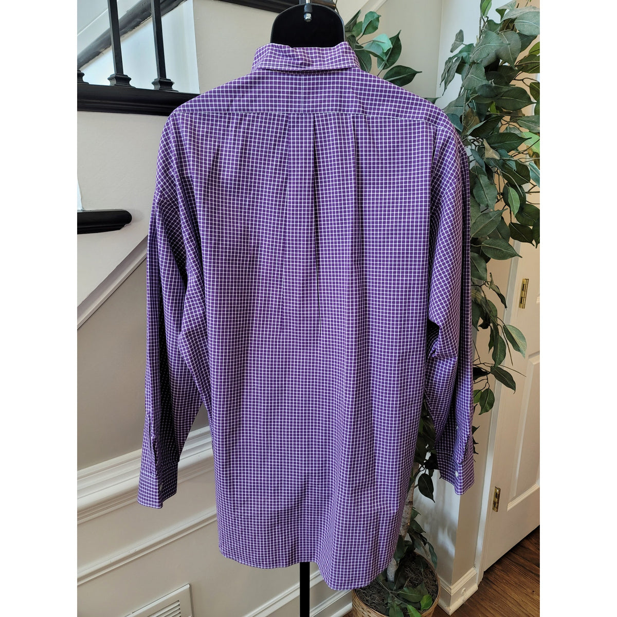 Ralph Lauren Button-Down Shirt Men's Size 34/35 Purple 100% Cotton Stretch