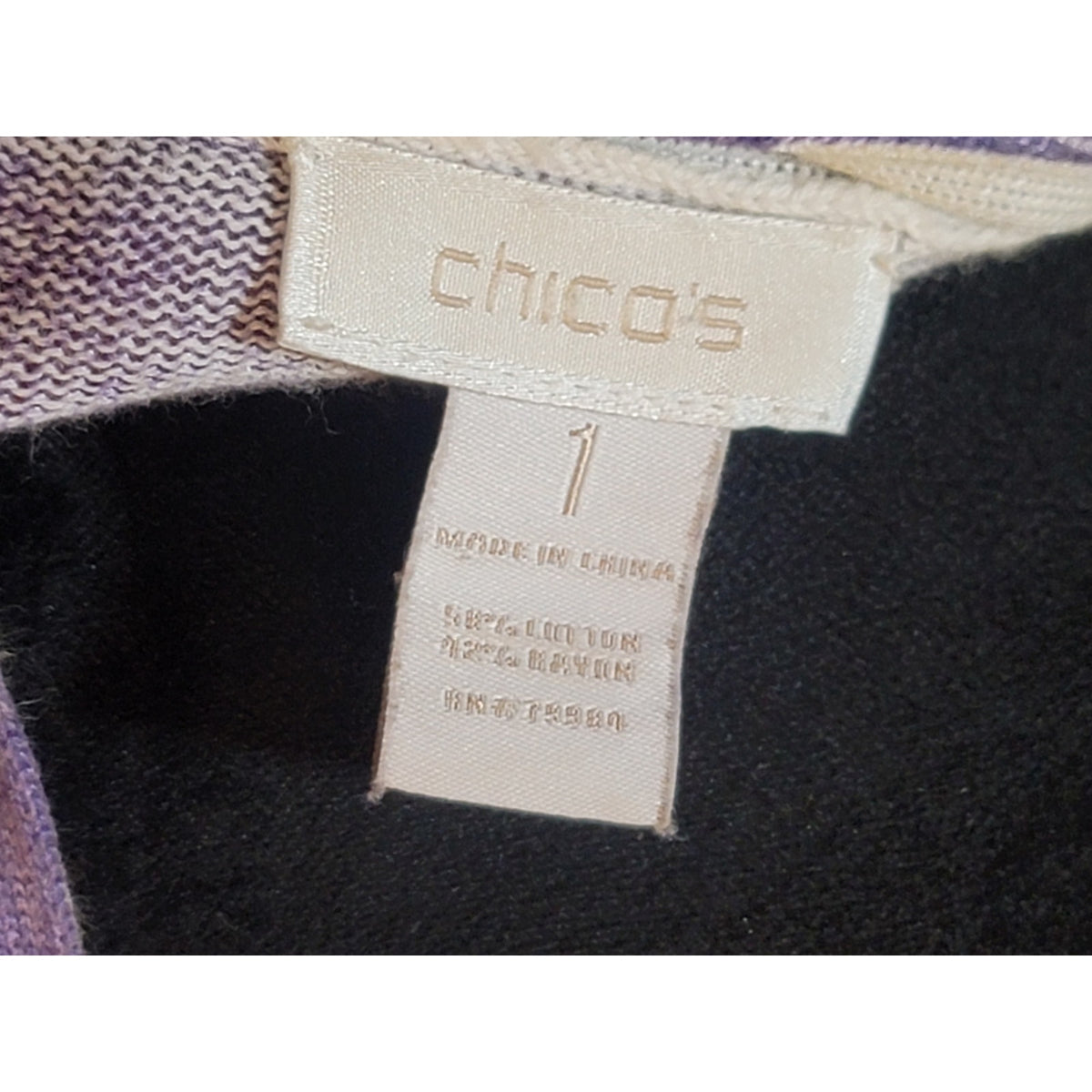 Chico's Cardigan Sweater Women's Size 1/M Purple Paisley V-Neck Long Sleeves