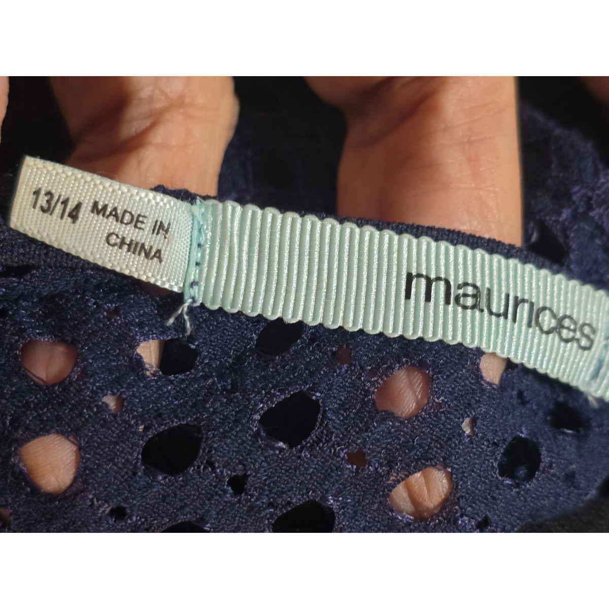 Maurices A-Line Dress Womens SZ 13/14 Blue Back Keyhole Pleated Lined Round Neck