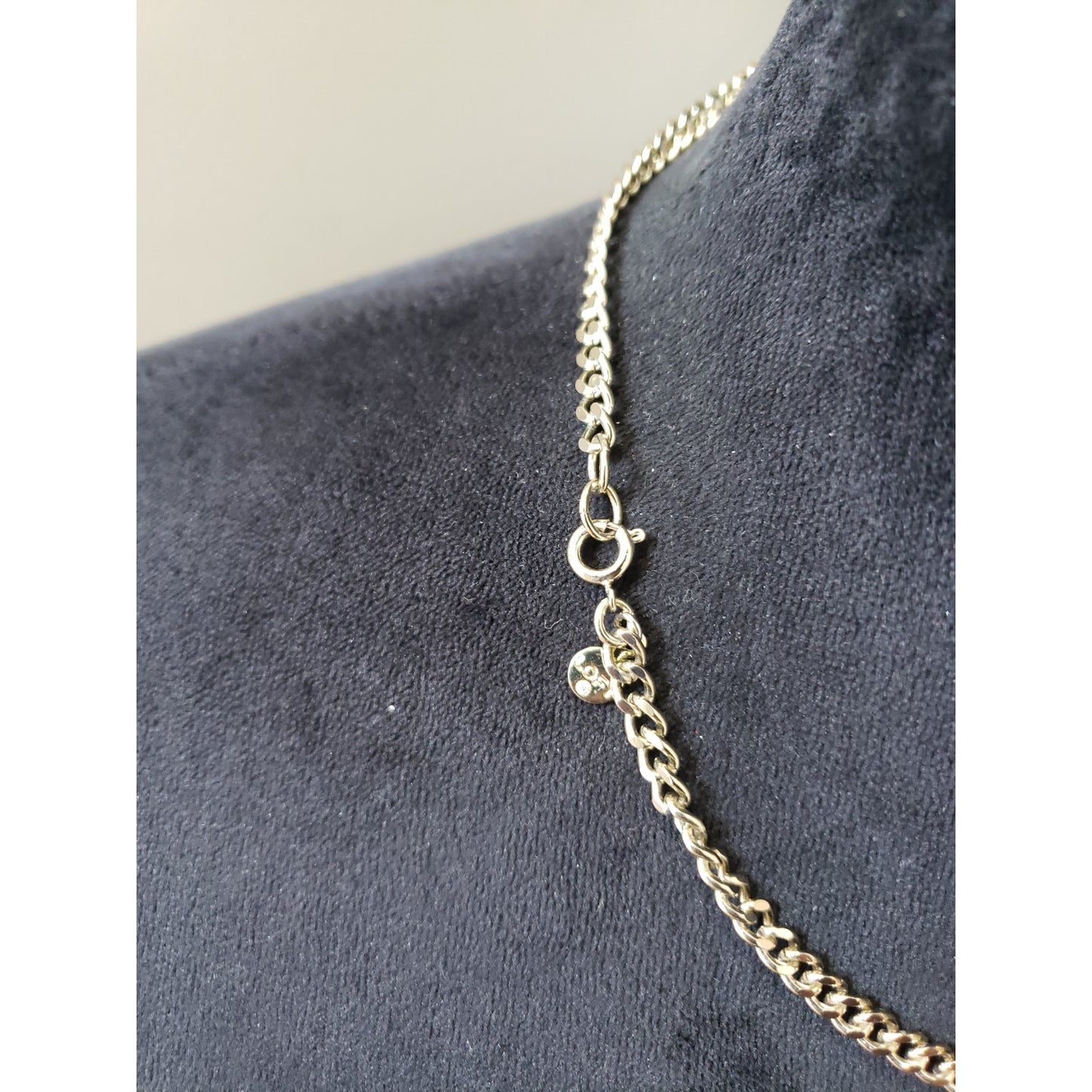 Vintage Lapis Blue Gold Tone Necklace Geometric Stone Link Chain Statement