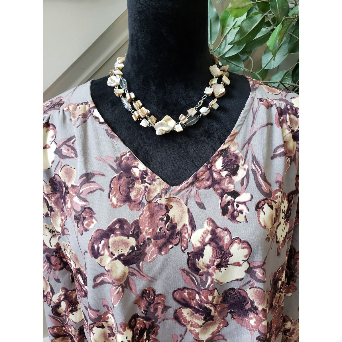 Peach Love Fit & Flare Dress Women M Multi Floral Lined Keyhole Back Long Sleeve
