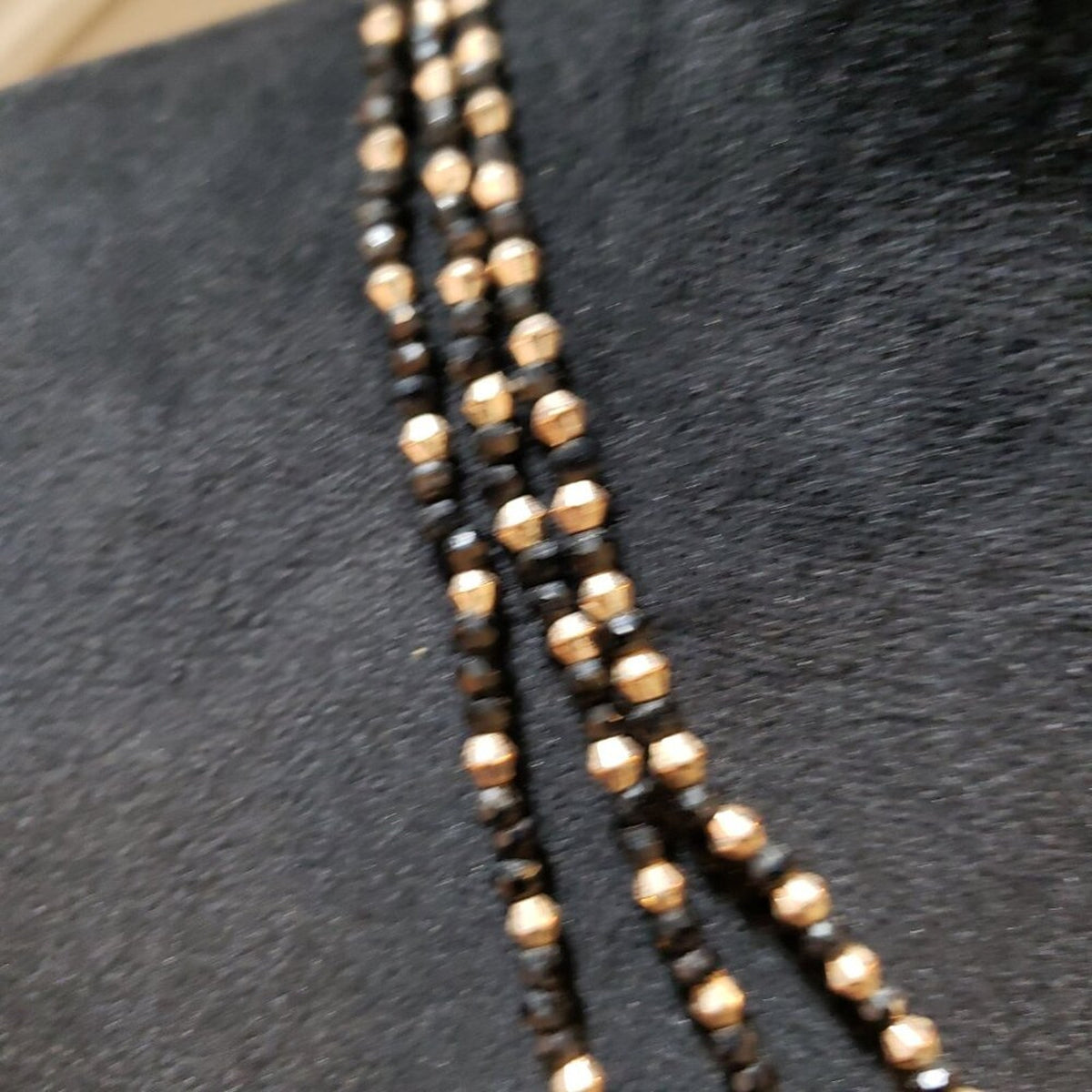 Womens Fashion Gold Tone Black Beaded Necklace Jewelry with Lobster Clasp