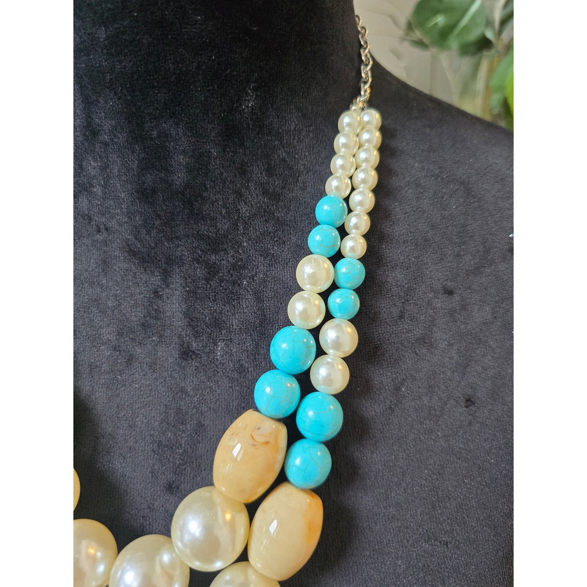 Turquoise Ivory Beaded Statement Necklace