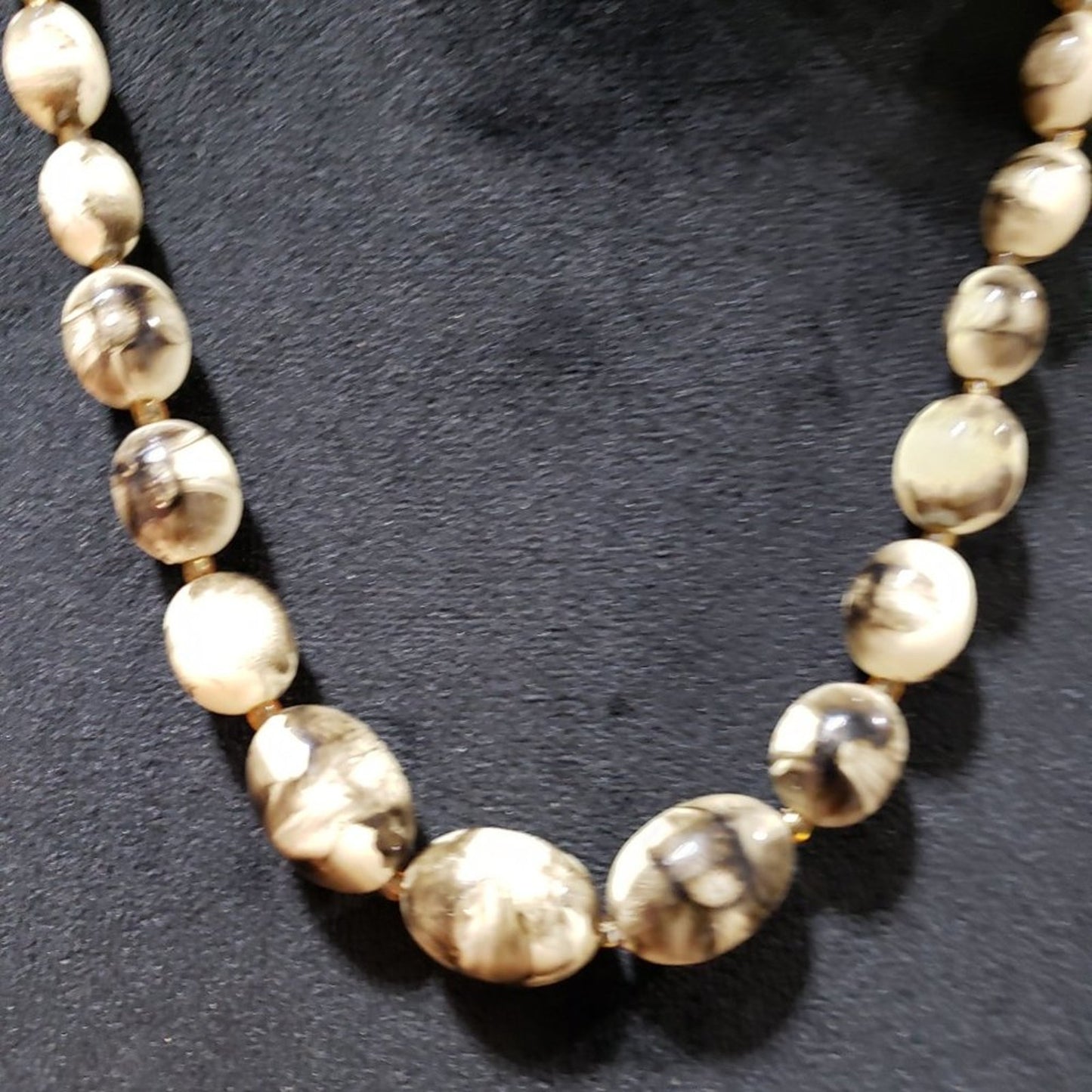 Womens Fashion Round Bead Bronze Tone Crystals Collar Necklace w/ Lobster Clasp