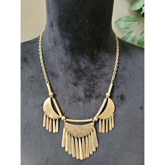 Women's Gold Statement Necklace Chunky Geometric Choker Lobster Clasp Pendant