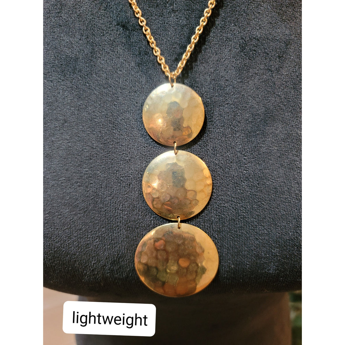 Women's Gold Triple Disc Necklace Elegant Layered Pendant Statement Jewelry
