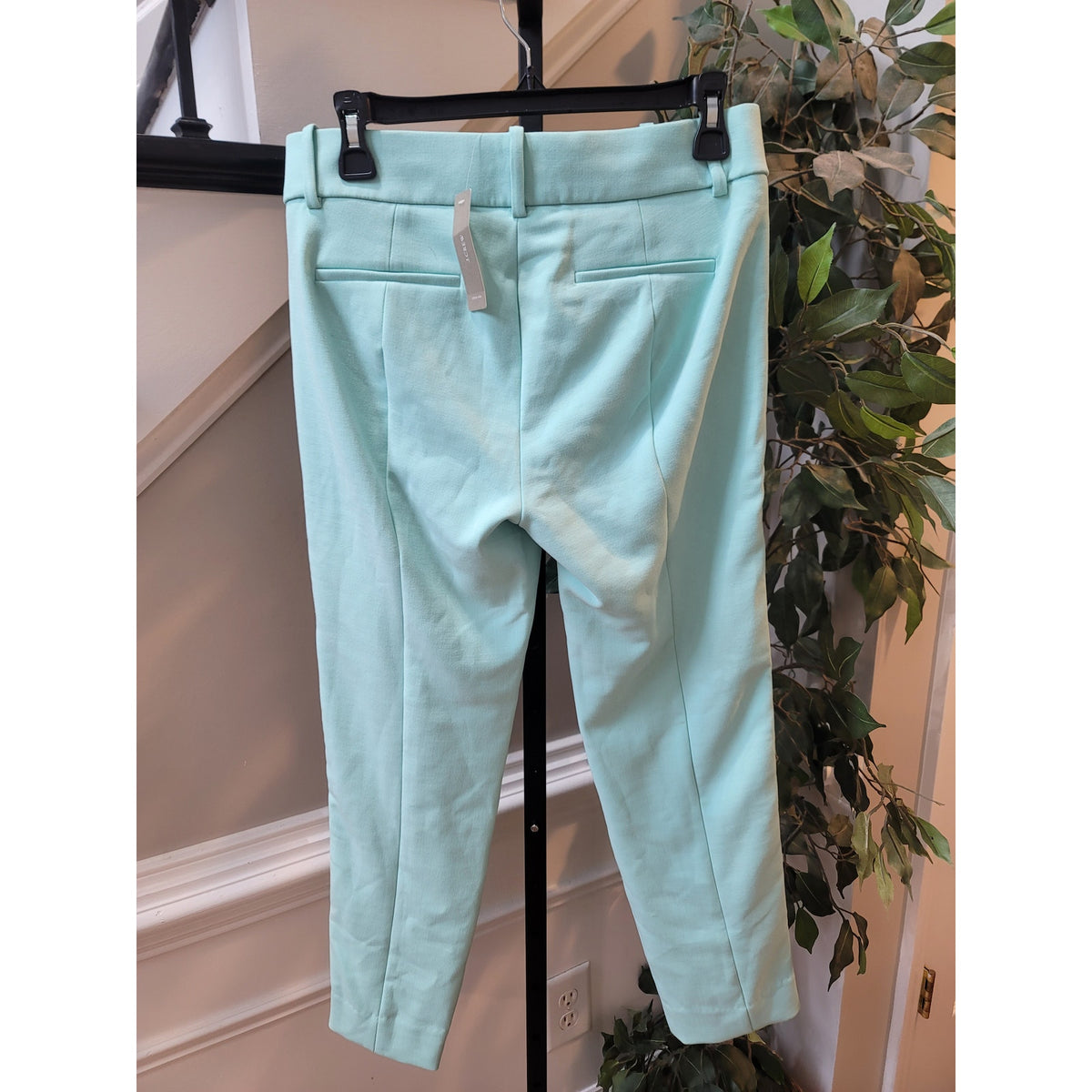 J.Crew Cameron Crop Pant Women's Size 4 Mint Green Tuxedo Stripe High Rise
