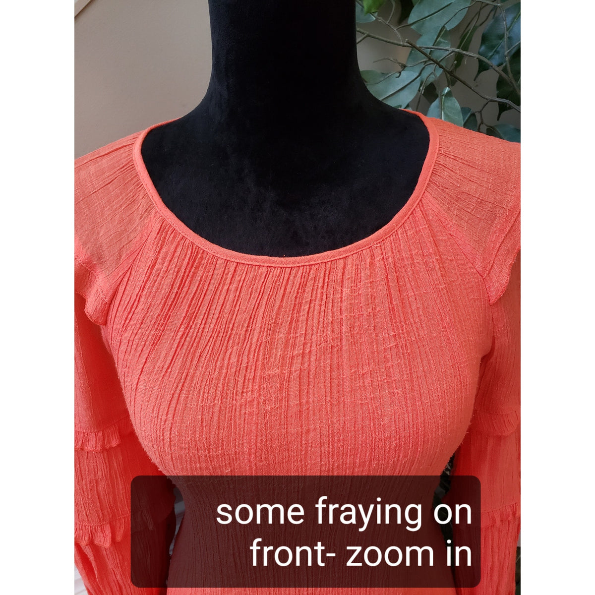 Harper 241 A-Line Dress Womens Small Coral Balloon Sleeve Frill Hem Lined