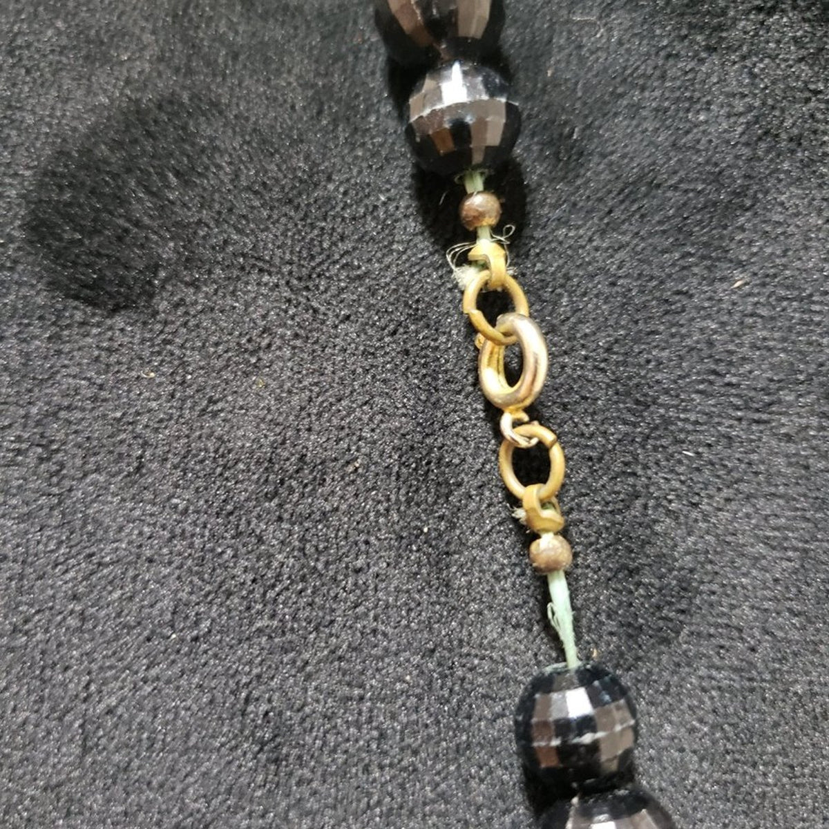 Women Fashion Black Crystal Beaded Teardrop Necklace with Spring Ring Clasp