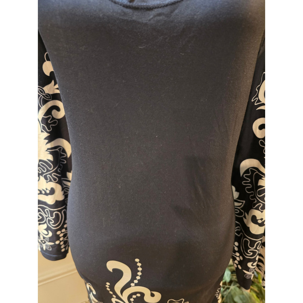 White Mark Yanette Tunic Top 2XL Navy White Stretch Flirty Scoop Drop Shoulder