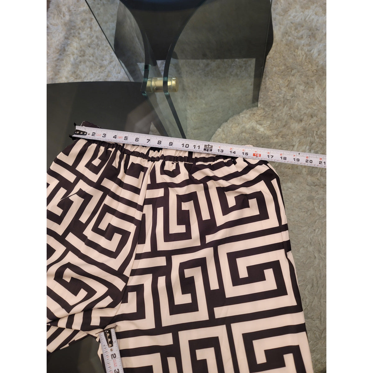 Co-Ord Set Women's SZ 1XL Black/White Greek Key Boat Neck Short Sleeve Side Slit