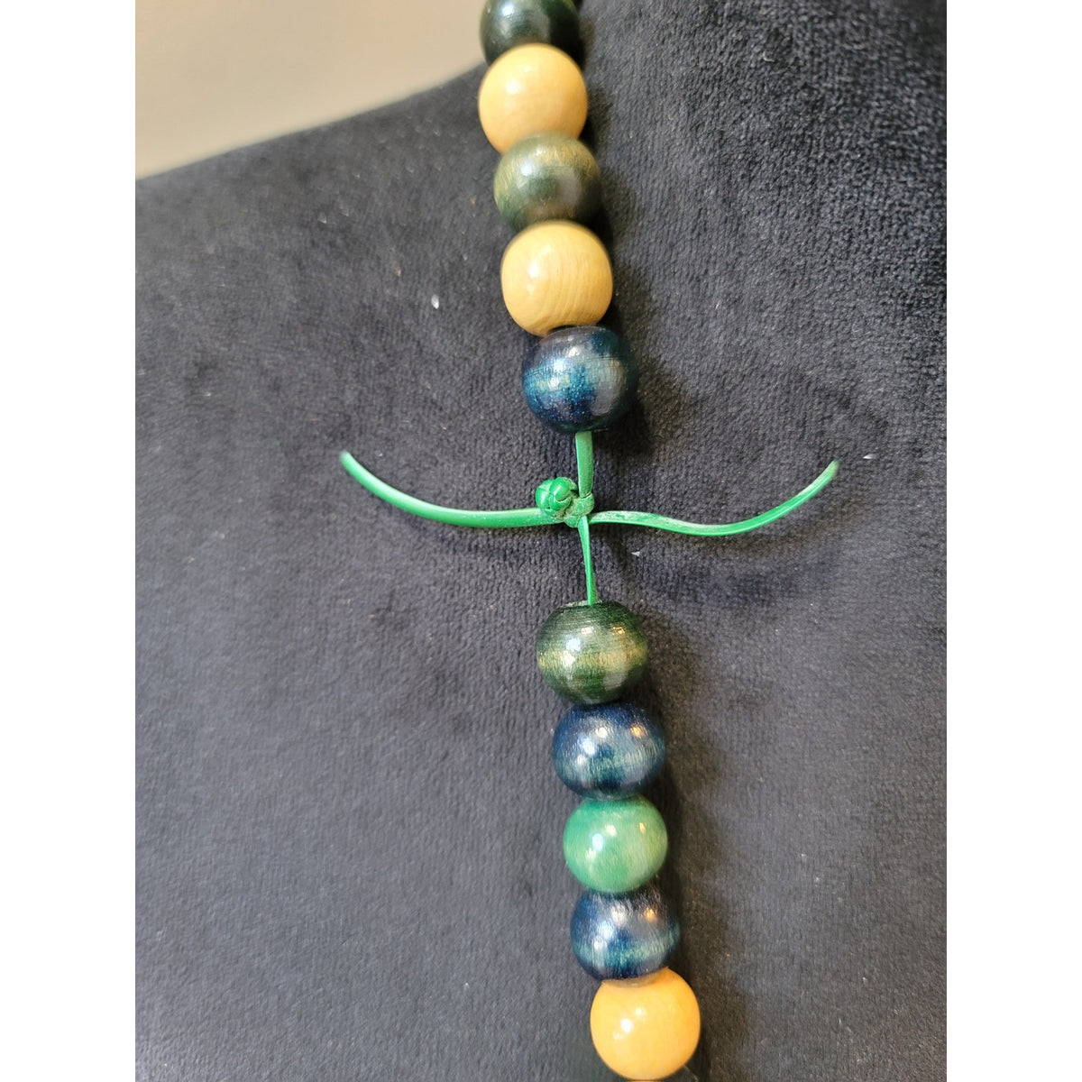 Women's Handcrafted Colorful Wooden Bead Long Necklace With Knotted Finish