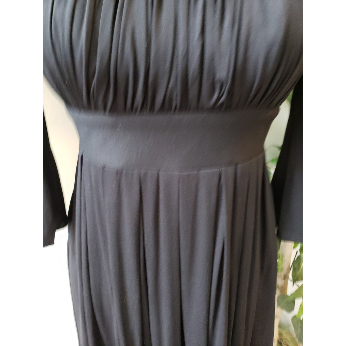 Rubber Ducky Fit & Flare Dress Womens Medium Black Empire Waist Pleated Stretch