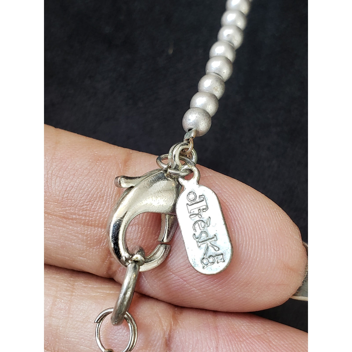 Treska Women Silver Tone Metal Balls/Flower Seed Bead Staton Necklace w/ Lobster