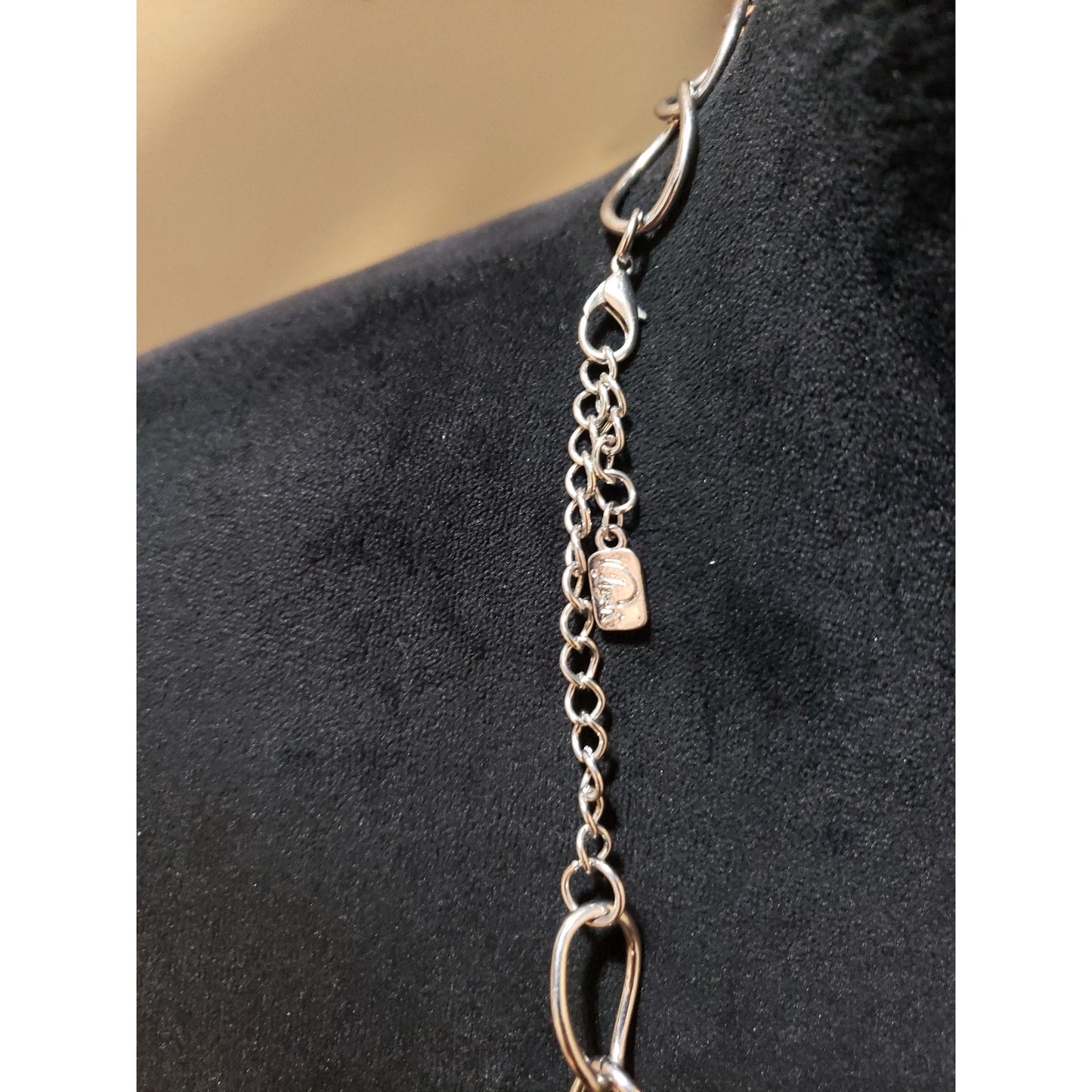 You & i Womens Silver Tone Multi Chains Black Ball Beaded Statement Necklace