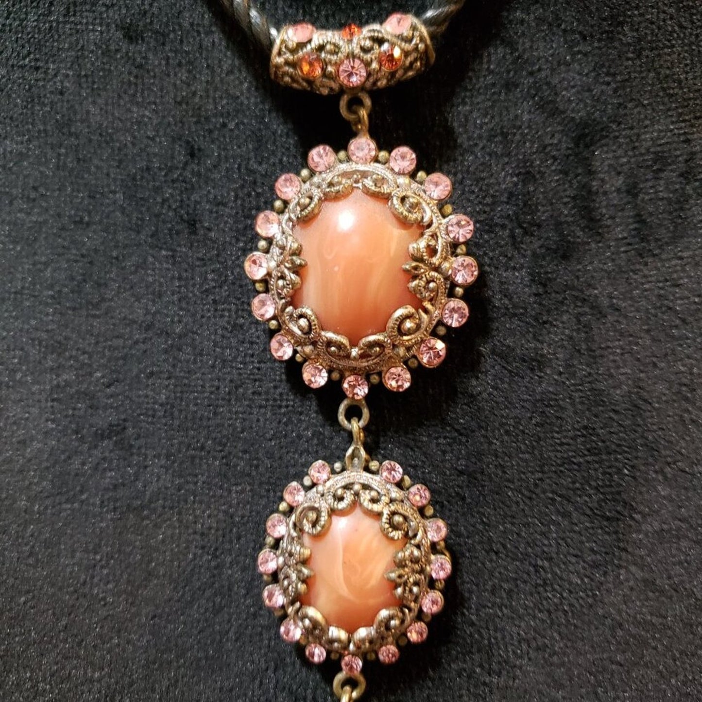 Womens Fashion Orange Pearl Beaded Pendant Necklace Jewelry with Lobster Clasp