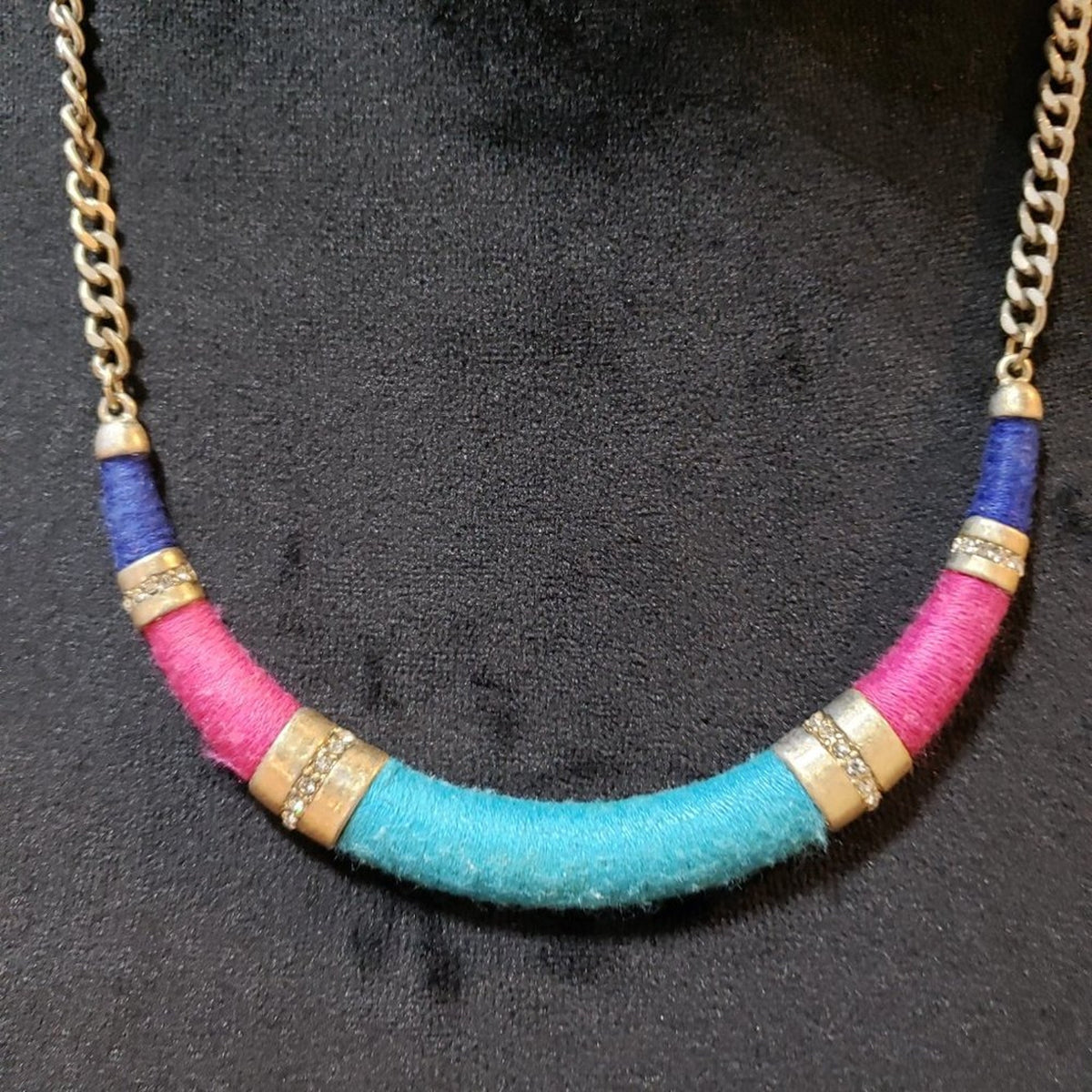 Womens Fashion Multicolor Cotton Thread Choker Collar Necklace w/ Lobster Clasp