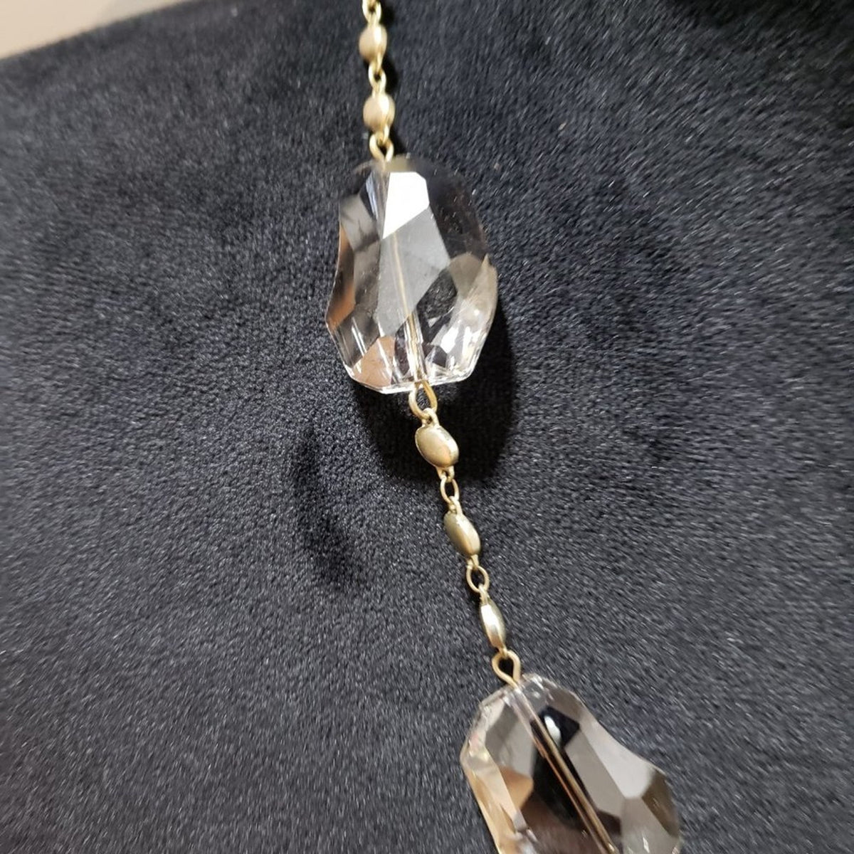 Women Fashion Clear Faceted Round Glass Beaded Collar Necklace w/ Lobster Clasp