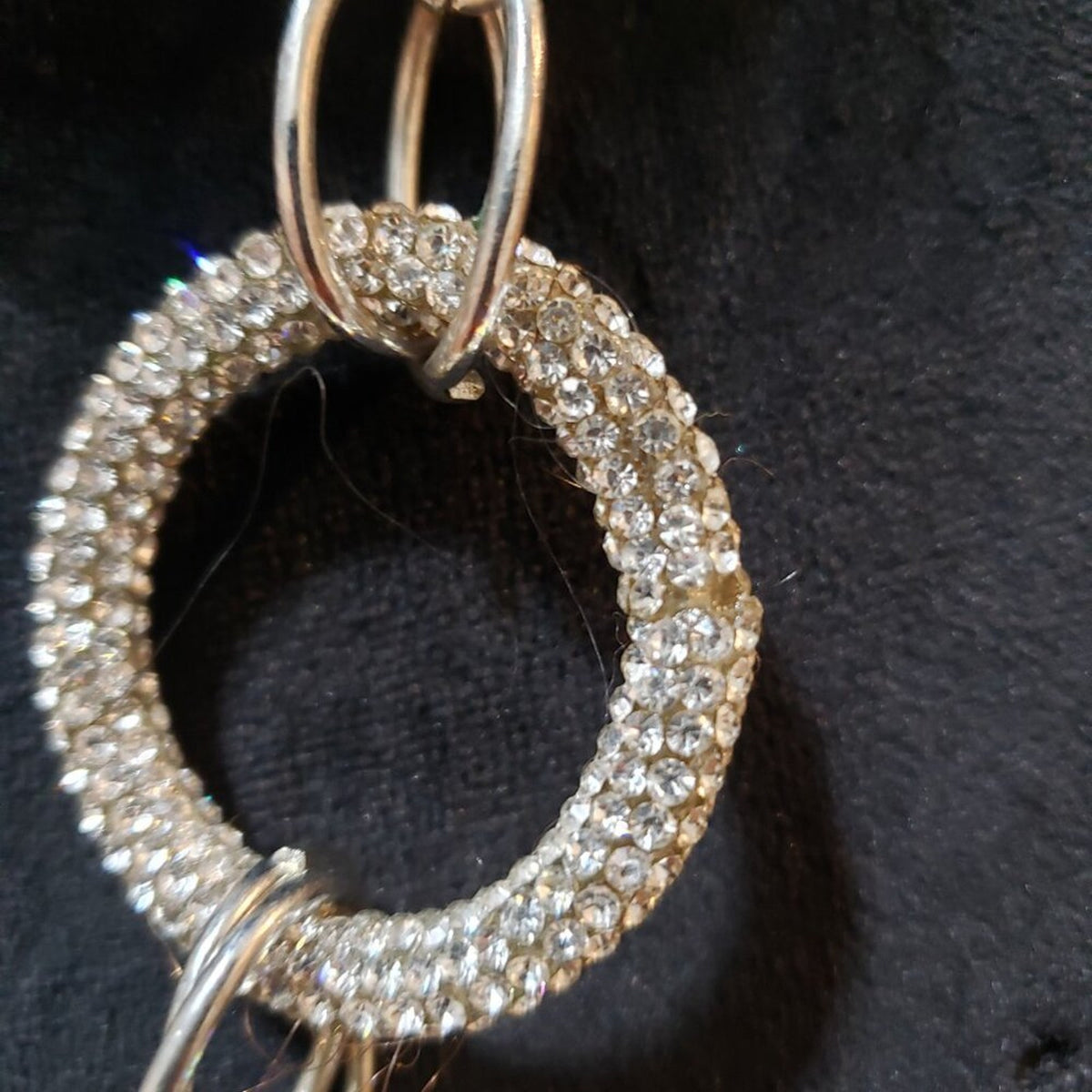 Womens Fashion White Rhinestone Donut Links Necklace Jewelry with Lobster Clasp.