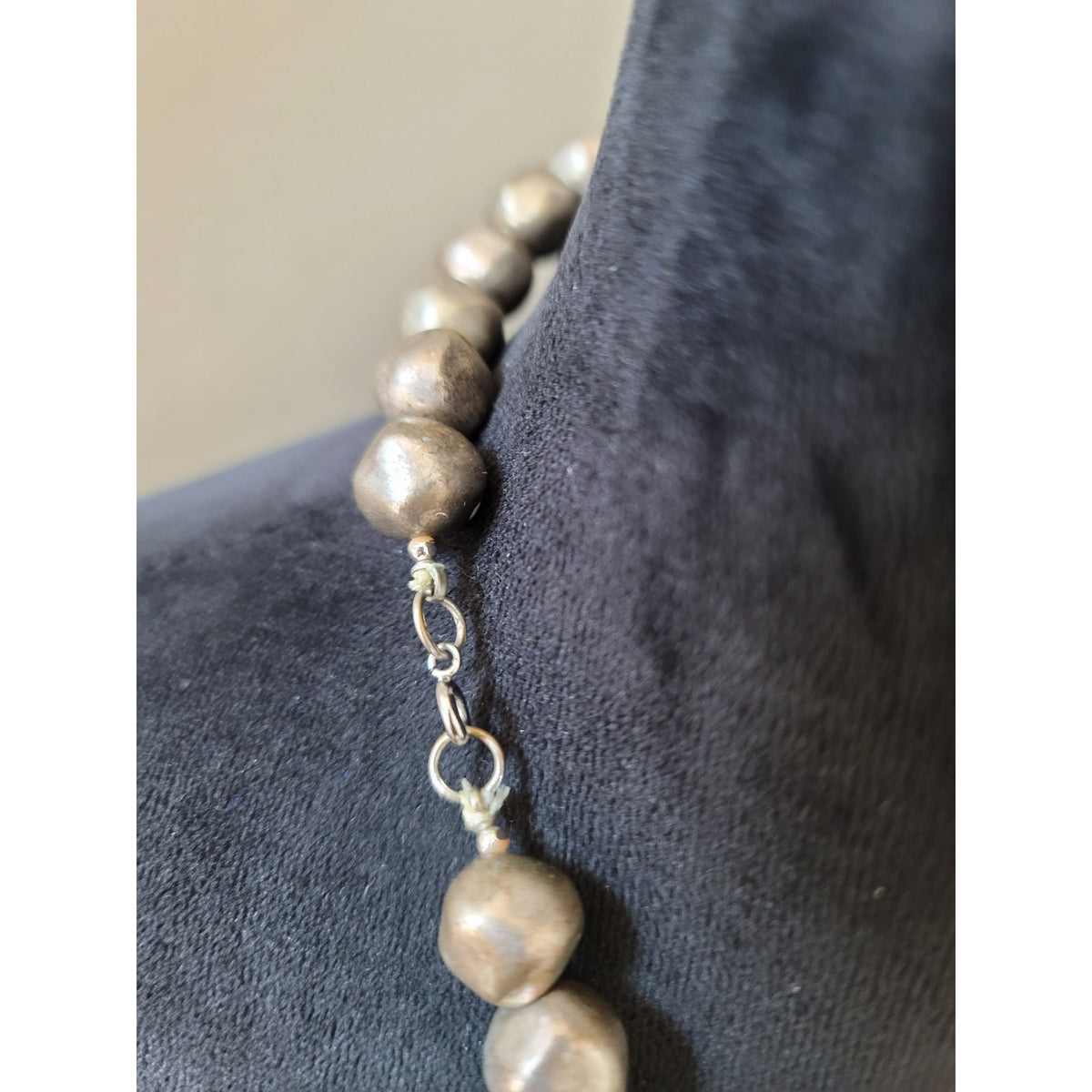Women's Hammered Metal Pendant Beaded Statement Necklace with Lobster Clasp