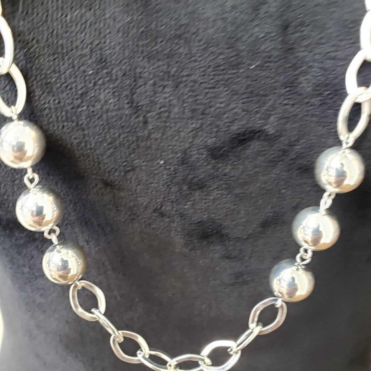 Womens Fashion Silver Tone Link Ball Chain Necklace Jewelry with Lobster Clasp