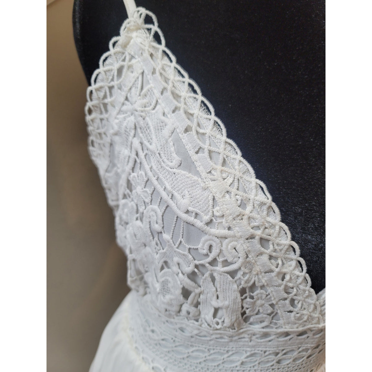 Ecowish Sundress Women Size L White Lace Tiered Sleeveless Summer Beach Casual