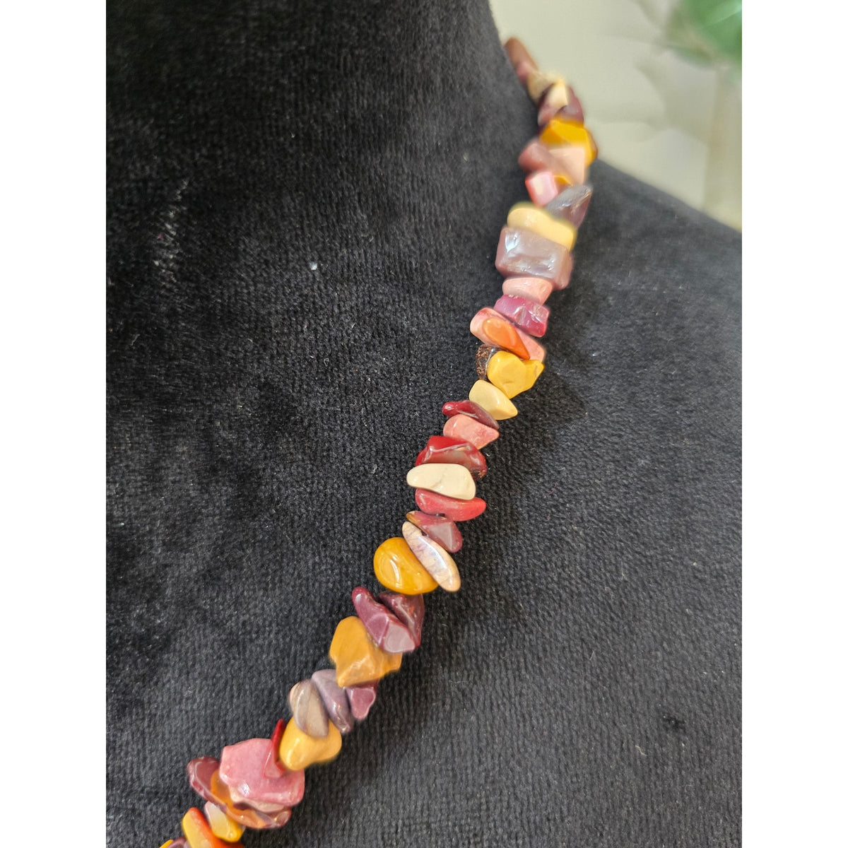Multicolor Stone Chip Beaded Necklace Boho Statement Jewelry