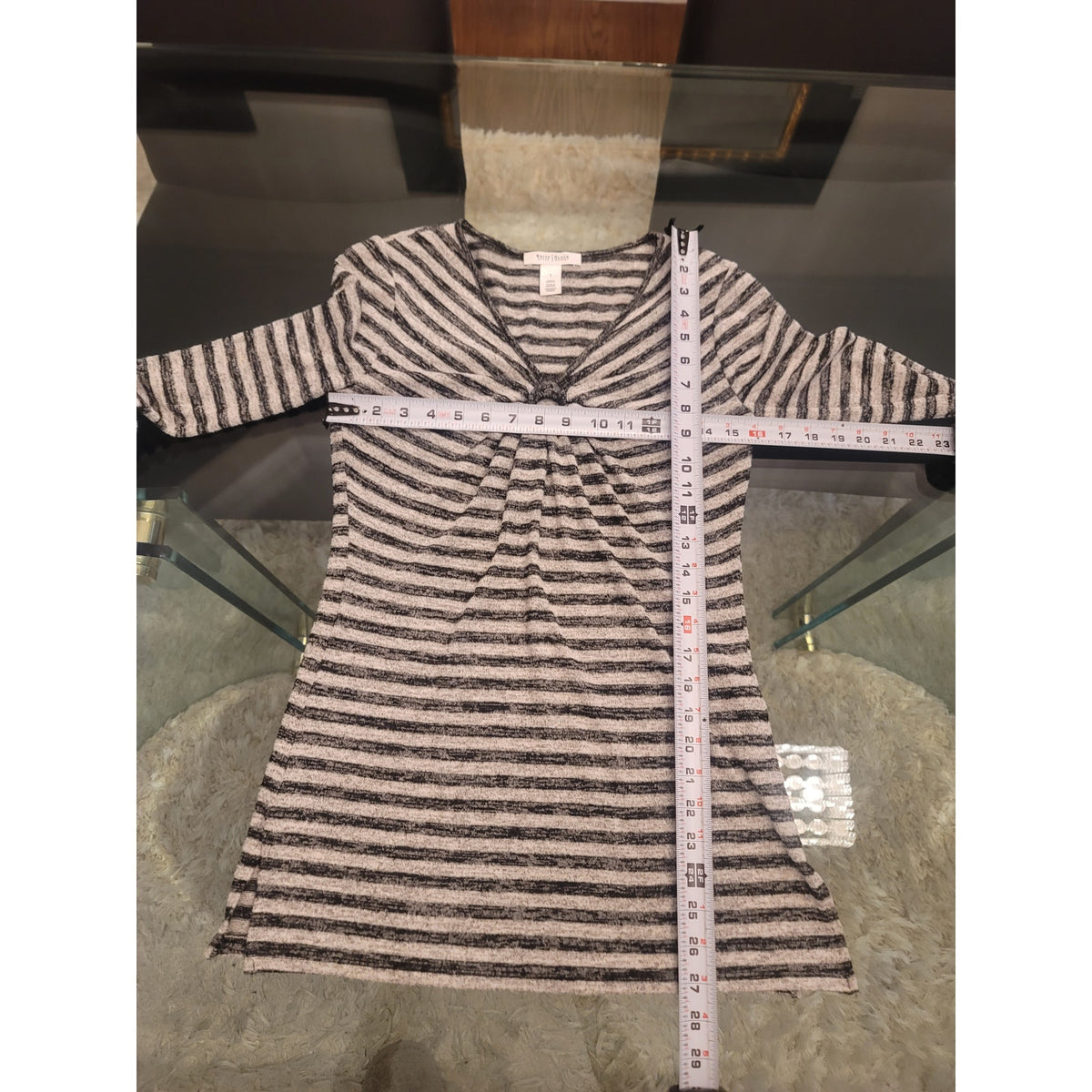 White House Black Market Pullover Sweater Women Small White/Black Striped O-Ring