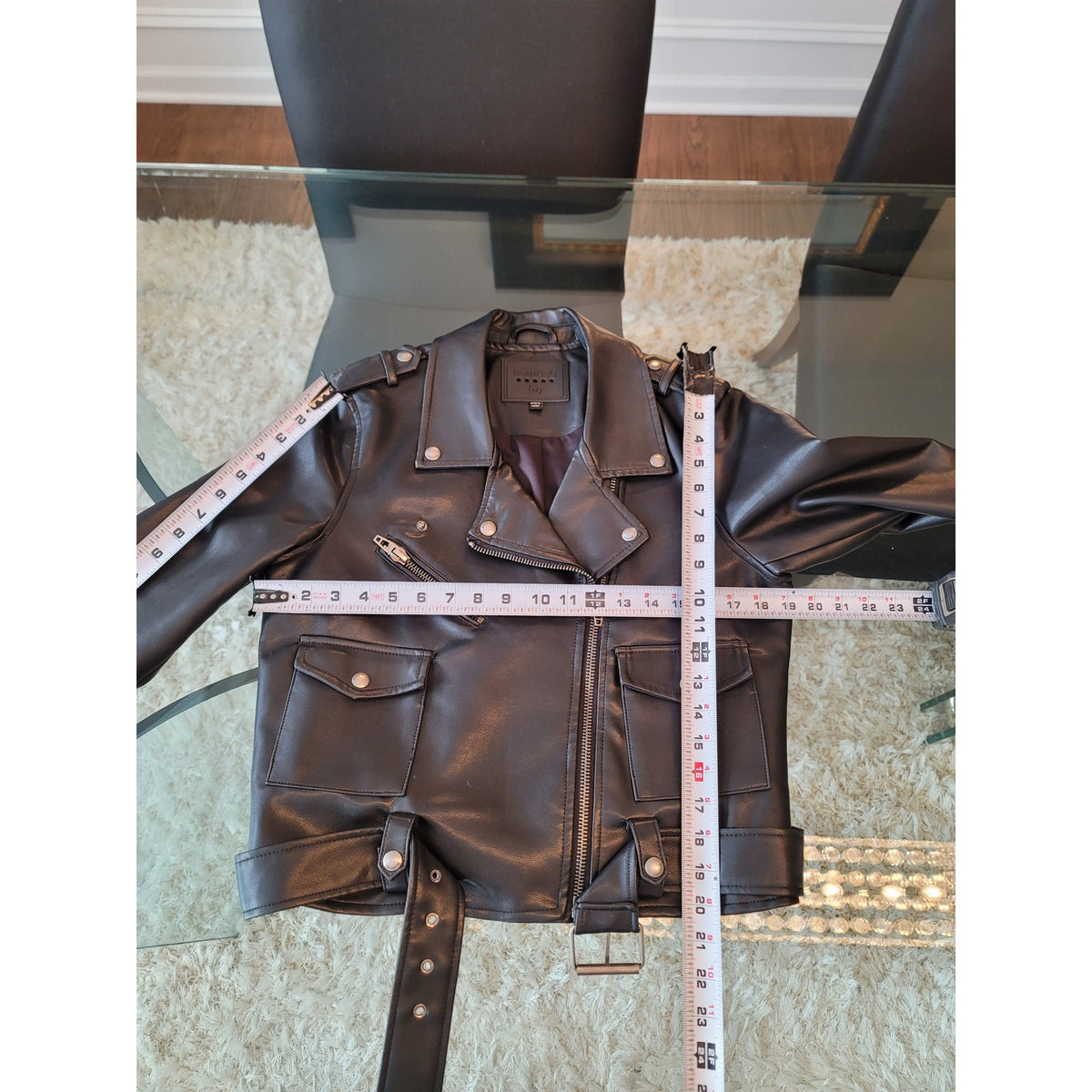 Blanknyc Belted Moto Jacket Men's Size M Black Leather Zippers Two Pockets