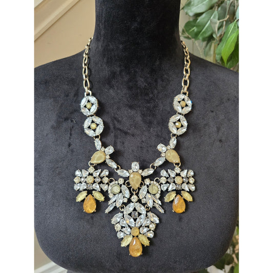 Gold Crystal Statement Bib Necklace