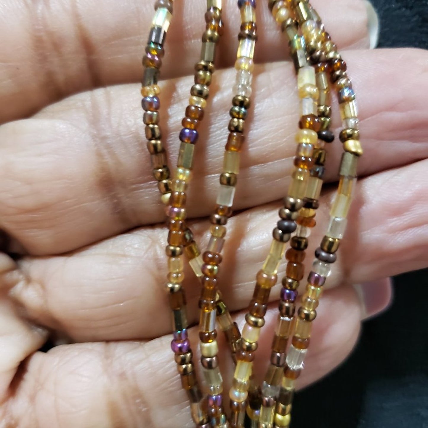 Womens Fashion Multicolor Multistrand Chunky Seed Bead Necklace with Lobster