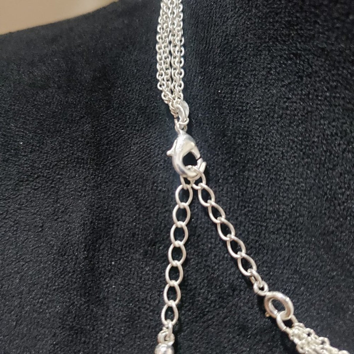 Womens Fashion Black Circle Plain Disc Silver Chains Frontal Necklace Lobster