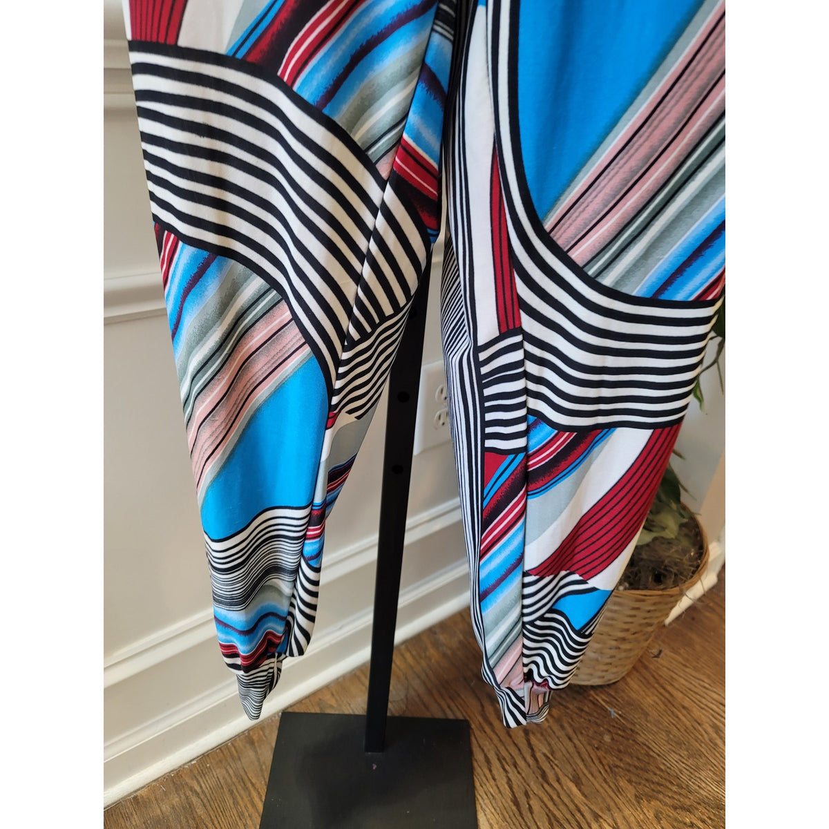 Halter Jumpsuit Women's Size L/XL Multicolor Stripe Summer Silk Romper Outfit