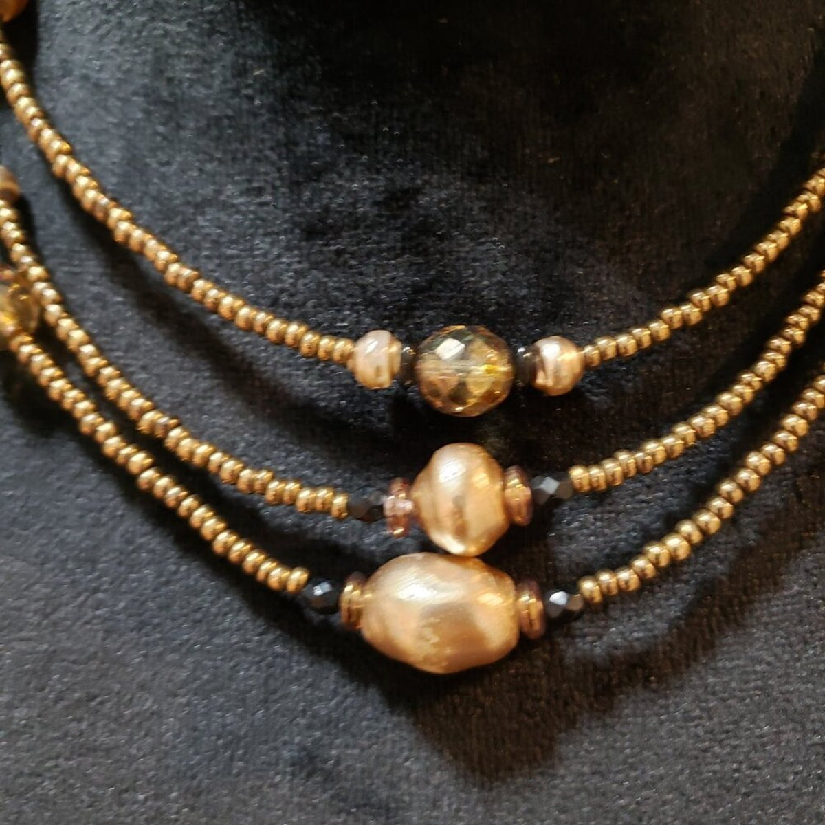 Womens Fashion Gold Faux Pearl Beaded Necklace Jewelry with Lobster Clasp