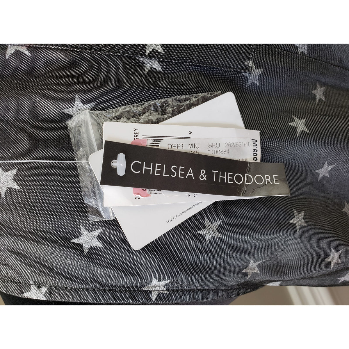 Chelsea & Theodore Fit & Flare Dress Women's S Gray & White Crew Neck Sleeveless