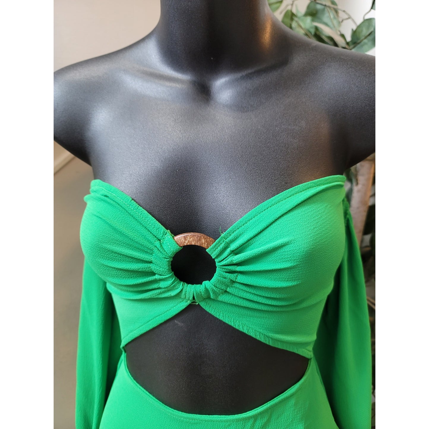 SHEIN Dress Women XS Green Ruffle Asymmetrical Off Shoulder Party Sexy