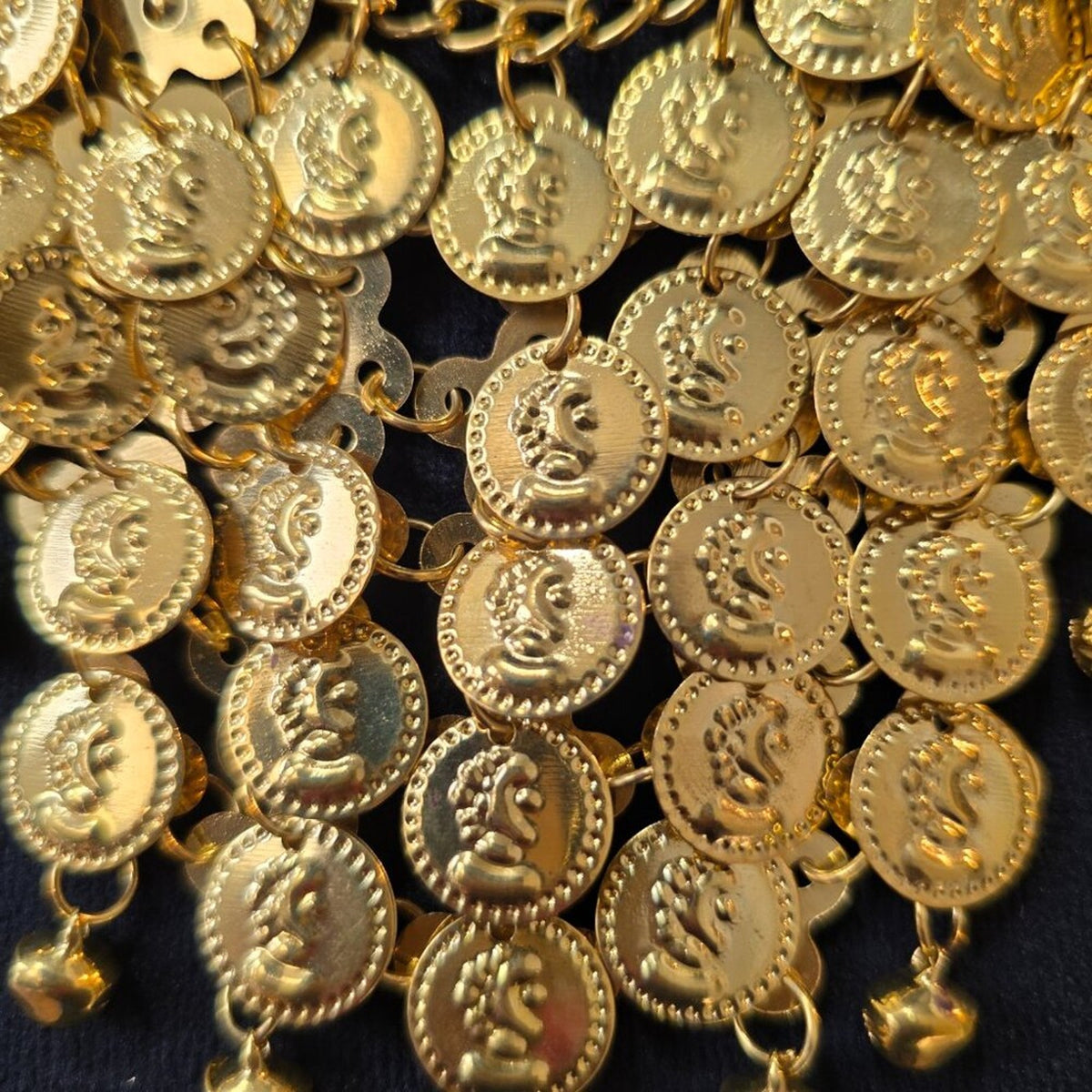 Womens Gold Tone Figure Detail Round & Bell Charm Pendant Necklace with Lobster