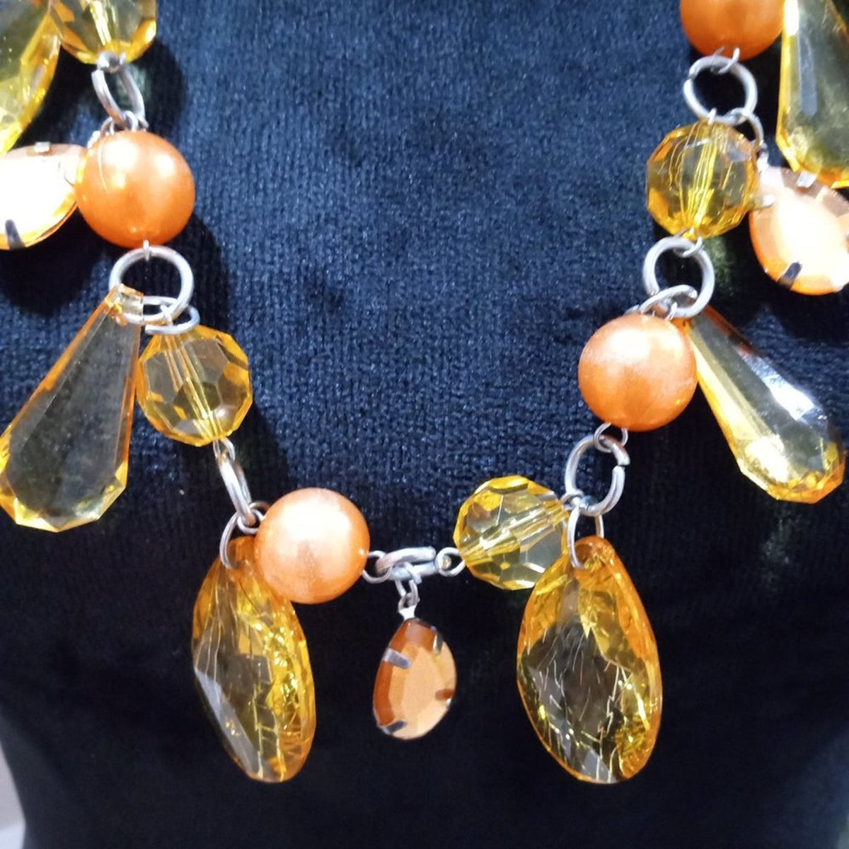 Womens Fashion Rhinestone Chunky Beaded Long Necklace with Lobster Clasp
