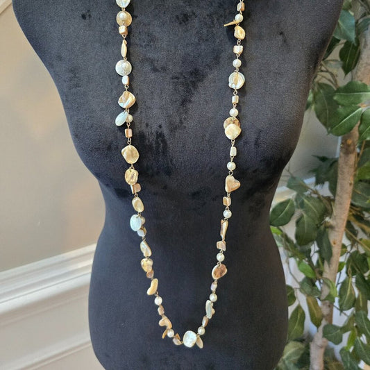 Womens Fashion White and Ivory Beaded Pearl Necklace Jewelry with Lobster Clasp