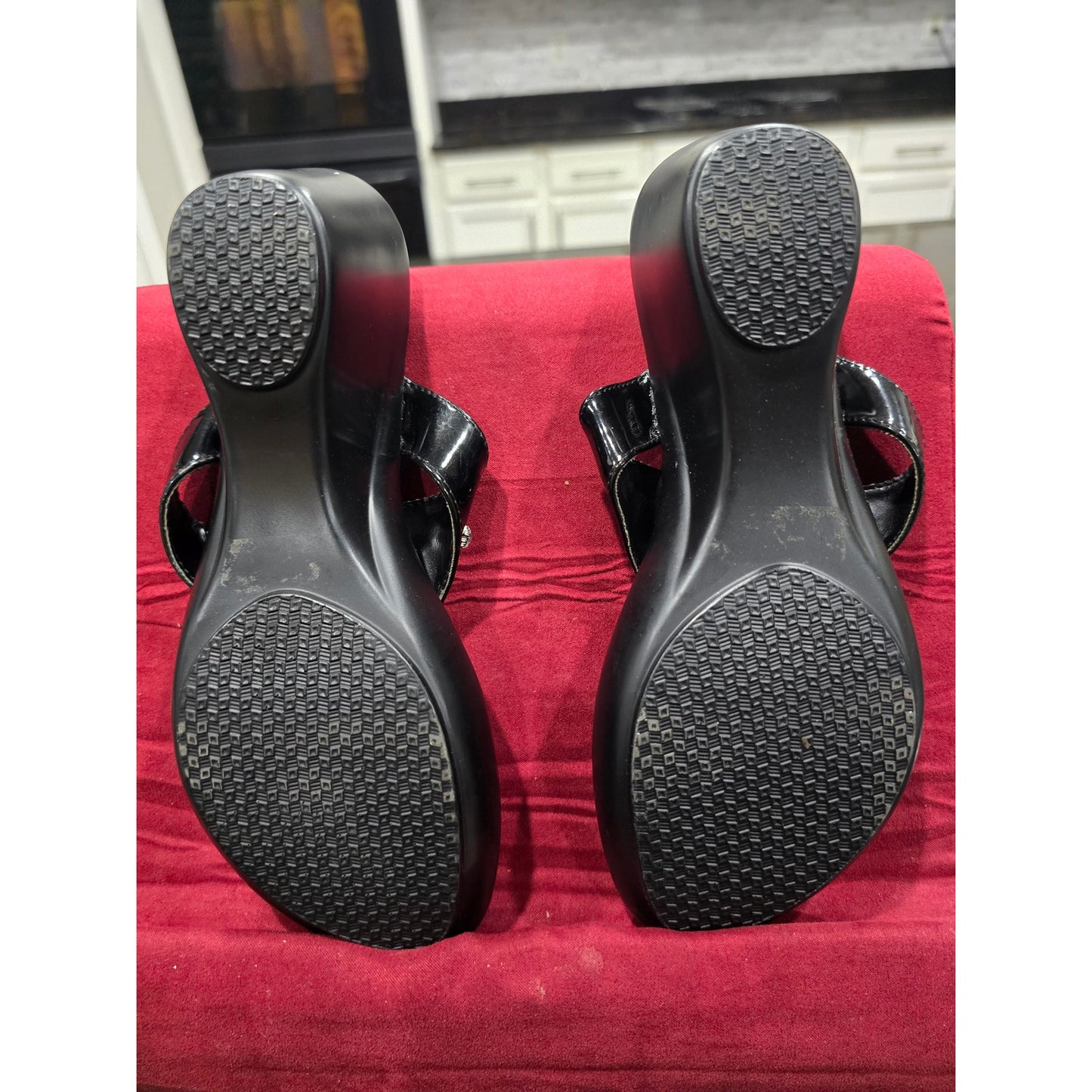 Athena Alexander Sandals Women's Size 7 Black Rhinestone Embellished Slip On