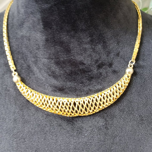 Womens Gold Tone Plated Patta Choker Necklace Jewelry with Lobster Clasp