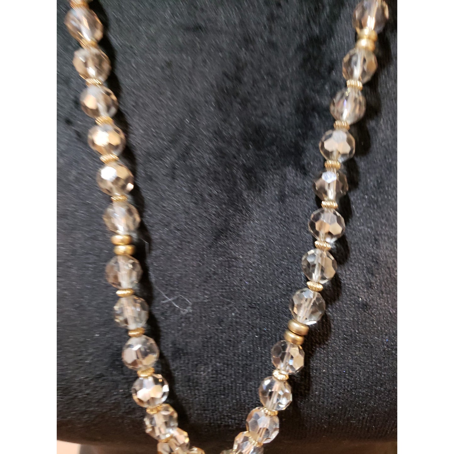 Womens Crystal Beads Spacers Chain Tassel Lariat Necklace with Lobster