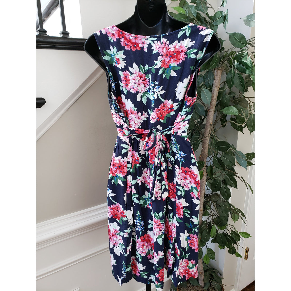 Jojo Maman Bebe Maternity Dress Womens Blue Floral Wrap V Neck Pleated Comfort M