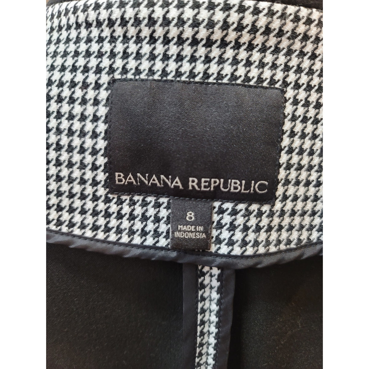 Banana Republic Blazer Jacket Women's Size 8 White/Black Houndstooth One Button