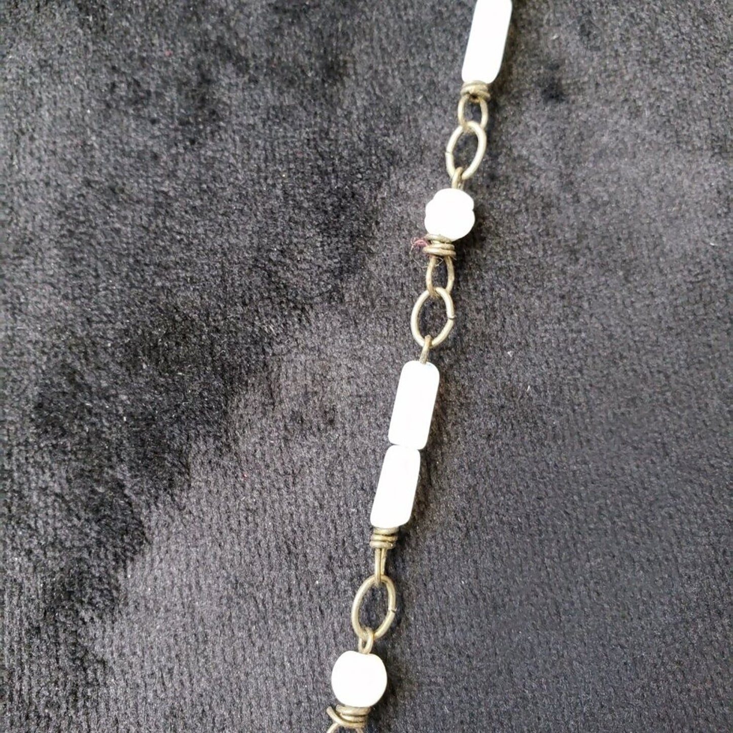 Womens Fashion White Pearl Beaded Crystal Pendant Necklace with Lobster Clasp